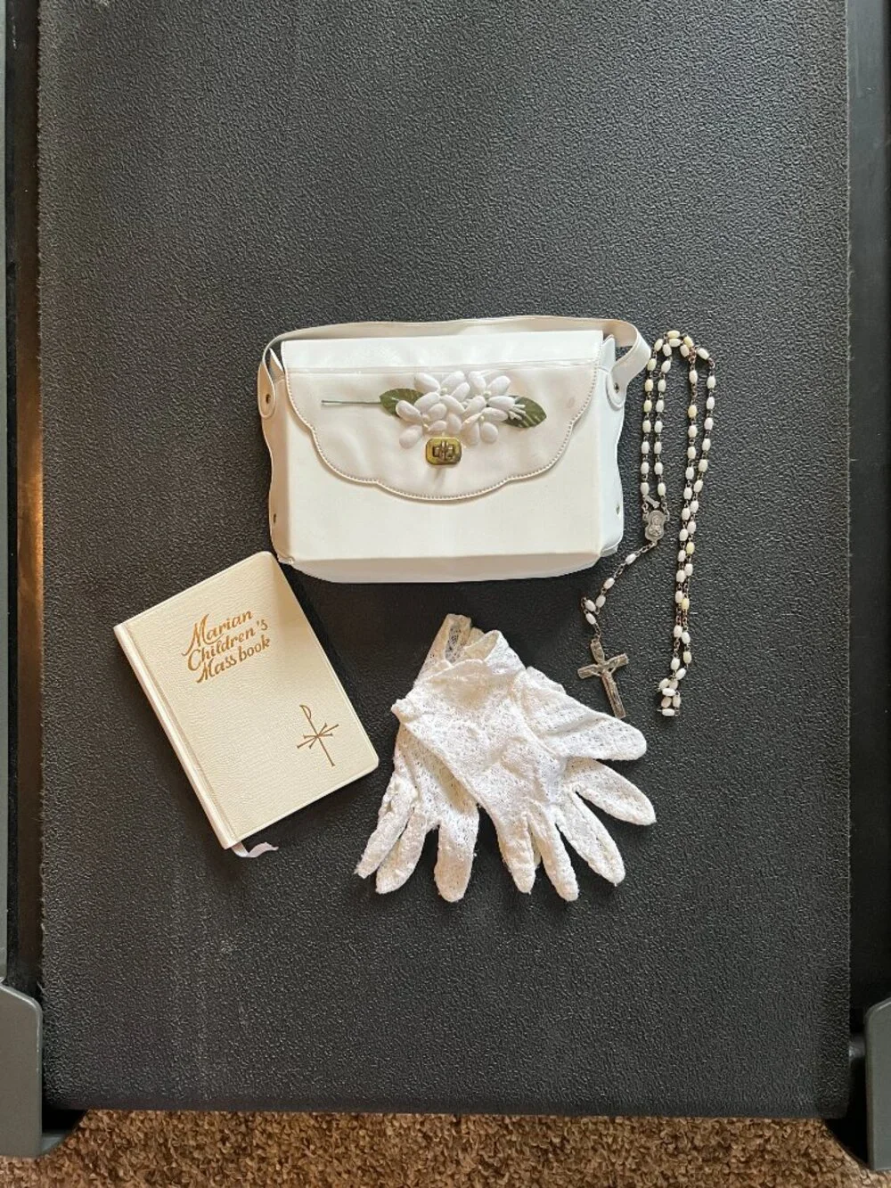 Vintage First Holy Communion Purse Prayer Book Gloves and Rosaries 1970s